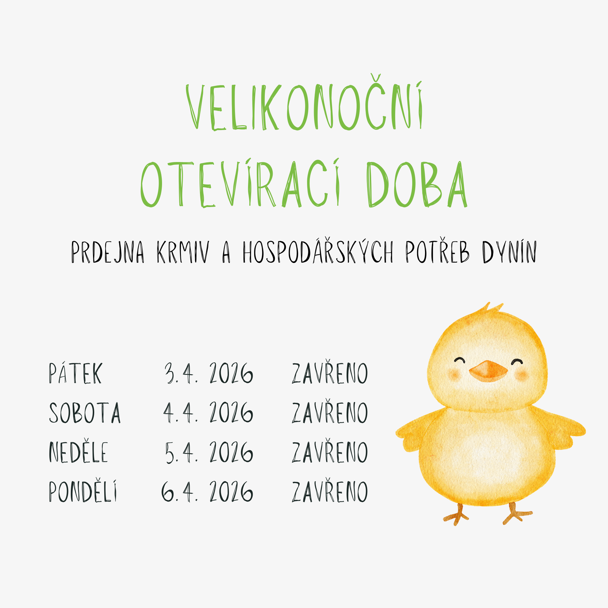 Velikonoční otvírací doba