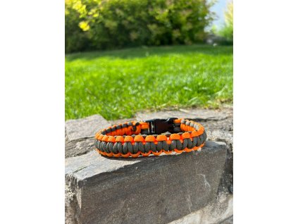 PARACORD obojek khaki/oranžová, vzor č.1