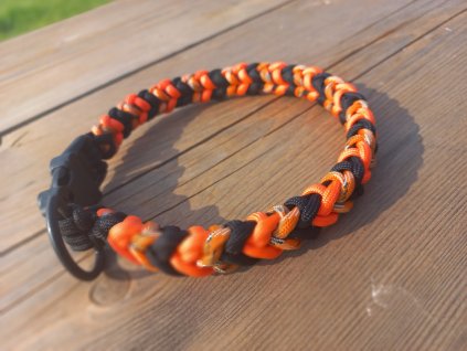 PARACORD obojek černá/hnědá/oranžová, vzor č.4