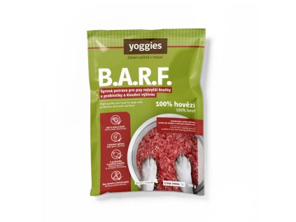 Yoggies B.A.R.F., Hovězí s probiotiky a kloubní výživou 500g