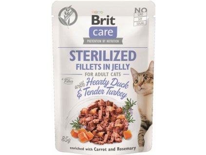 Brit Care Cat Pouch STERILIZED - Hearty Duck & Tender Turkey in Jelly 85g