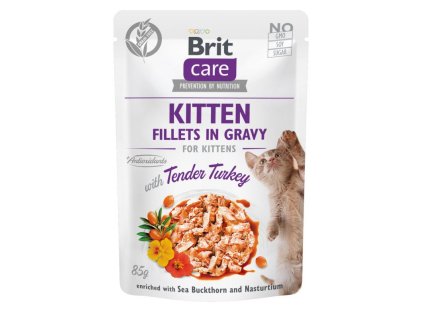 Brit Care Cat Pouch KITTEN- Tender Turkey in Gravy 85g