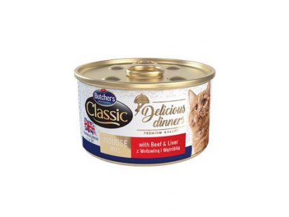 Butcher's Cat Delic.Dinners hovězí+játra konz. 85g