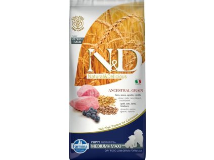 N&D ANCESTRAL GRAIN Dog LG Lamb, Spelt, Oats & Blueberry Puppy Medium & Maxi 12 kg