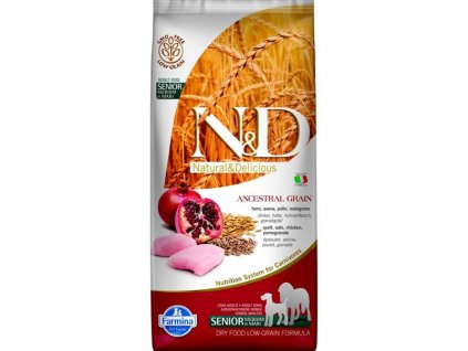 N&D ANCESTRAL GRAIN Dog LG Chicken, Spelt, Oats & Pomegranate Senior Medium & Maxi 12 kg