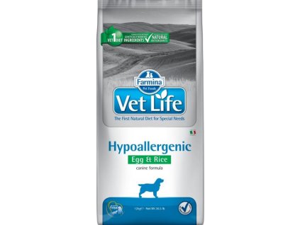 Vet Life Natural Canine Dry Hypoallergenic Egg & Rice 12 kg