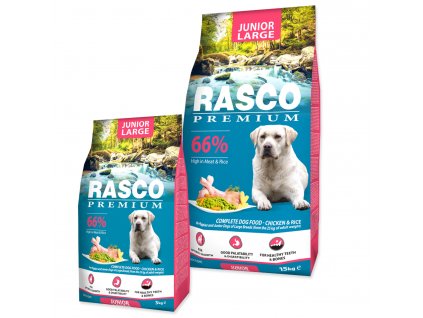 Krmivo Rasco Premium Junior Large kuře s rýží 15kg+Krmivo Rasco Premium Junior Large kuře s rýží 3kg