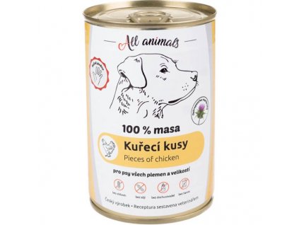 111358 all animals konzerva pro psy kureci kusy 400 g