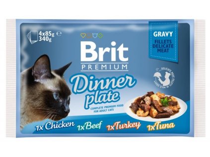 105826 brit premium cat delicate fillets in gravy dinner plate 4 x 85 g
