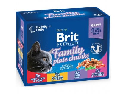 109603 brit premium cat pouches family plate 12 x 100 g