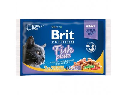 109597 brit premium cat pouches fish plate 4 x 100 g