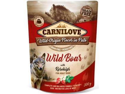 109288 carnilove dog pouch pate wild boar with rosehips 300 g