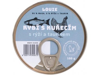 108301 louie konzerva pro kocky ryba kureci s ryzi a taurinem 100 g