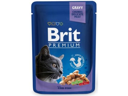 104812 brit premium cat pouches with cod fish 100 g