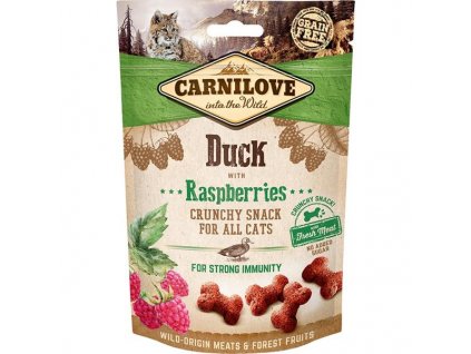 109390 carnilove cat crunchy snack duck with raspberries with fresh meat 50 g