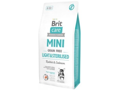 105991 brit care mini dog light sterilised rabbit salmon 7 kg