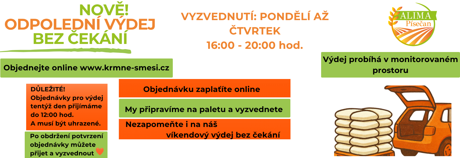 odpolední výdej krmiv