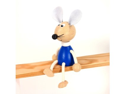 blue mouse wooden sitting figure