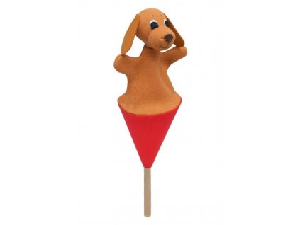 Malý kornoutový maňásek - Pejsek - hračka z textilu