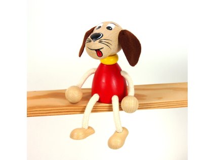 dog wooden sitting figure