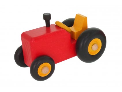 68132 dřevěný červený traktůrek hračka (1)