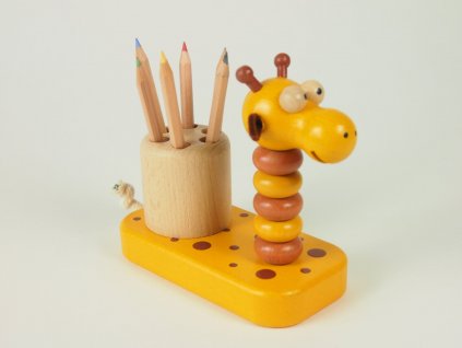 giraffe wooden crayon holder