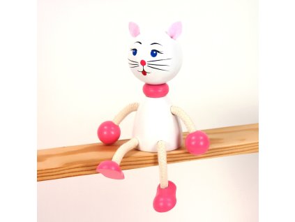 white kitty wooden sitting figure for kids