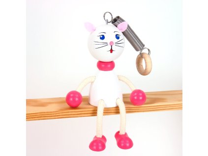 wooden bouncing figure white kitty