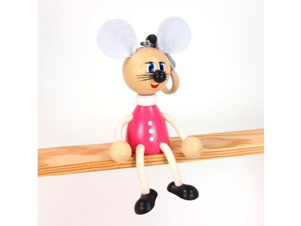 pink mouse wooden figure on spring