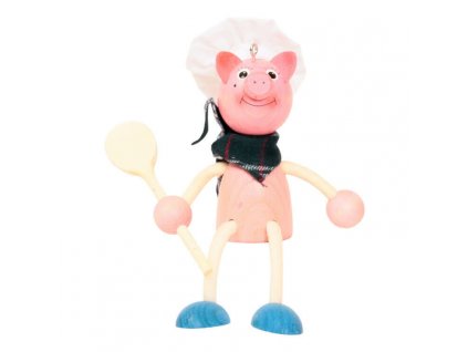 piggy chef wooden figure on spring