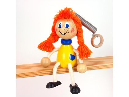 redhair girl wooden bounicng figure