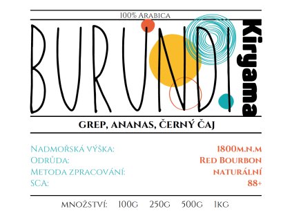 Burundi Kiryama 250g (Kávu dodat jako zrnko)