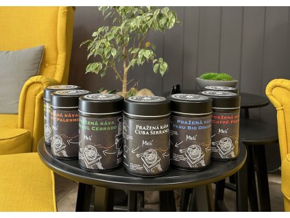 Pražená káva v černé dárkové plechovce – Caffé Forte 200 g (Kávu dodat jako zrnko)