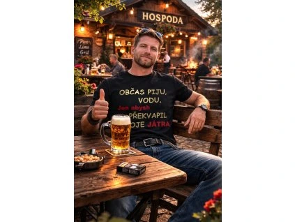 Pánské vtipné tričko OBČAS PIJU VODU