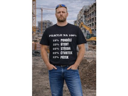 Pánské vtipné tričko PRACUJI NA 100%