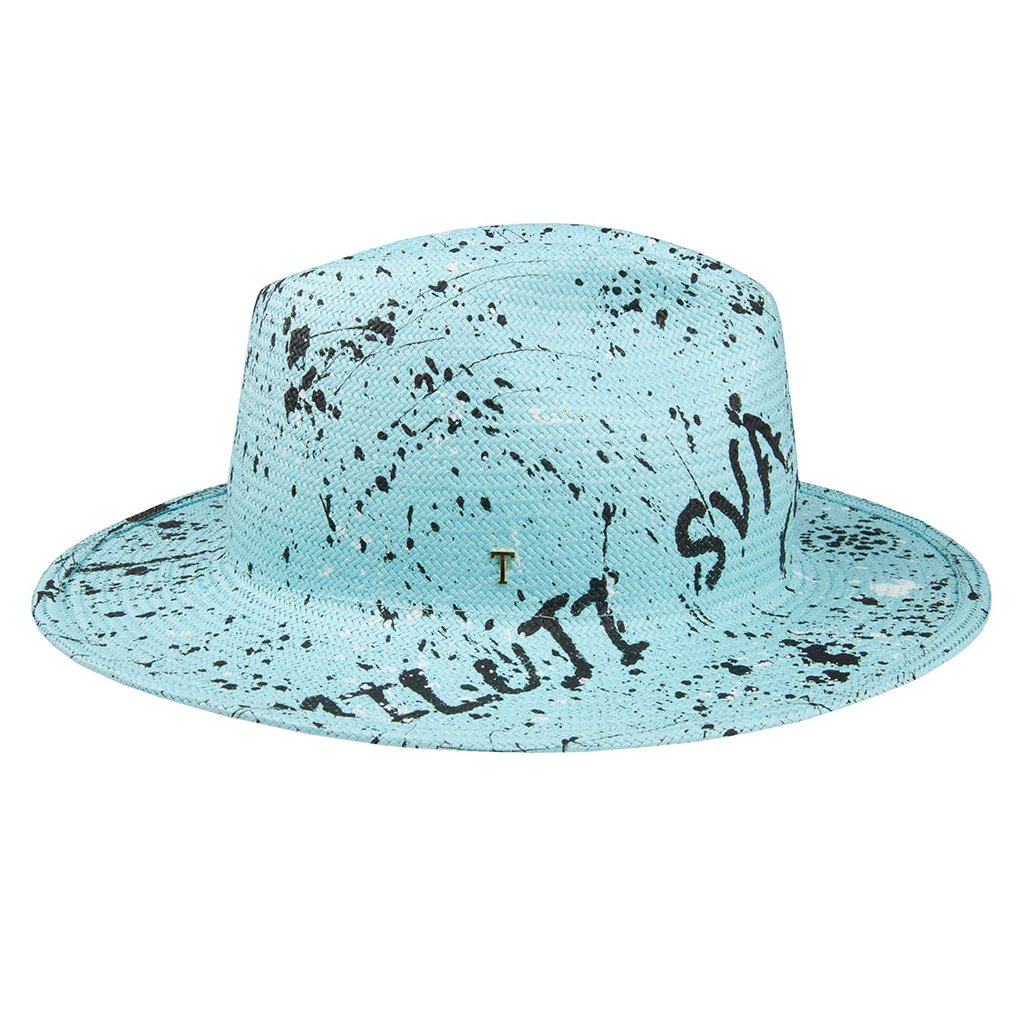 Letní slaměnný klobouk TONAK Fedora Salvia 36072 modrý