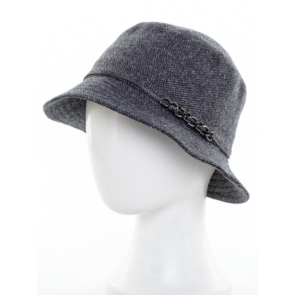 Dámský klobouk Bucket Krumlovanka LP-434048 rybí kost šedá