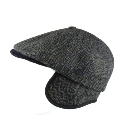 Vlněná bekovka s klapkami na uši Harris Tweed