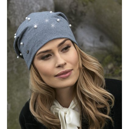 Dámská bavlněná čepice s perličkami BEL