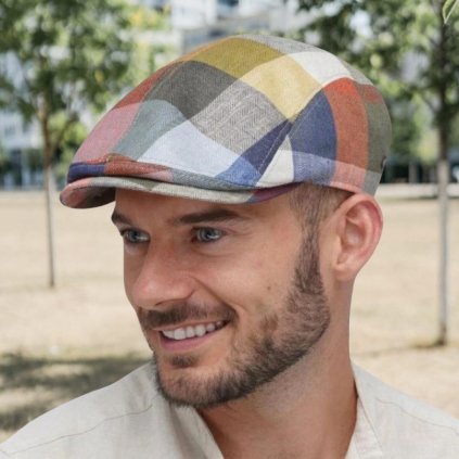 Luxusní pánská lněná bekovka Jackson - patchwork