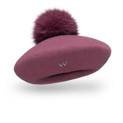 Dámský baret s bambulí W-0005/506 fialový