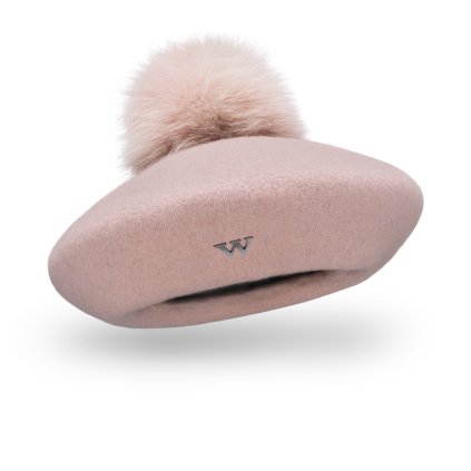 Dámský baret s bambulí W-0005/540 růžový