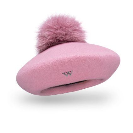 Dámský baret s bambulí W-0005/429 růžový