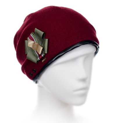 Dámská vlněná čepice W-0067/144 vínová