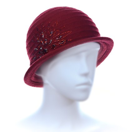 Zimní klobouček W-0318/144 vínový