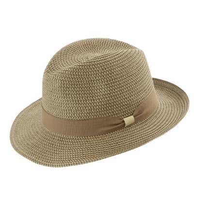 Letní klobouk  Trilby Fa-38042 hnědo-bežová melanž