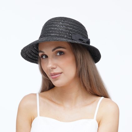 Letní dámský klobouk s rozšířeným kšiltem Fa-43510  černý