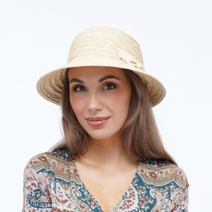 Letní slaměný dámský klobouk s rozšířeným kšiltem Fa-43510 natural