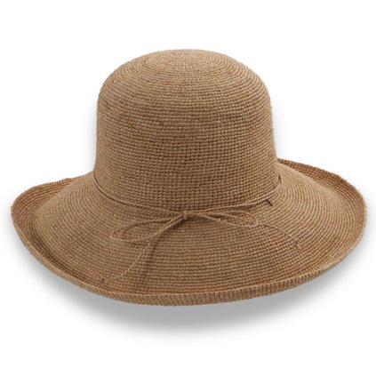Letní klobouk z rafie BUCKET DÁMSKÝ Fa-40107 hnědý