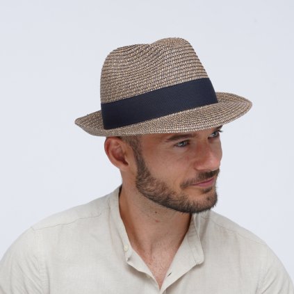 Letní klobouk TRILBY  fa-41067-BEZ hnědá melange